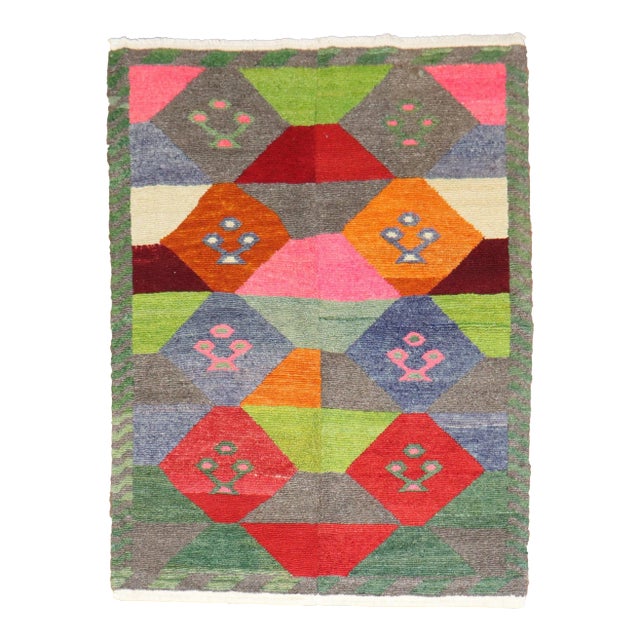 Late 20th Century Vintage Turkish Tulu 3'8'' X 4'8'' For Sale