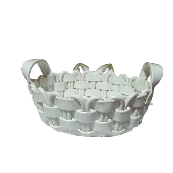 The Trilady Porcelain Basket is a beautifully crafted antique decorative piece made in Italy. Featuring a floral pattern,...