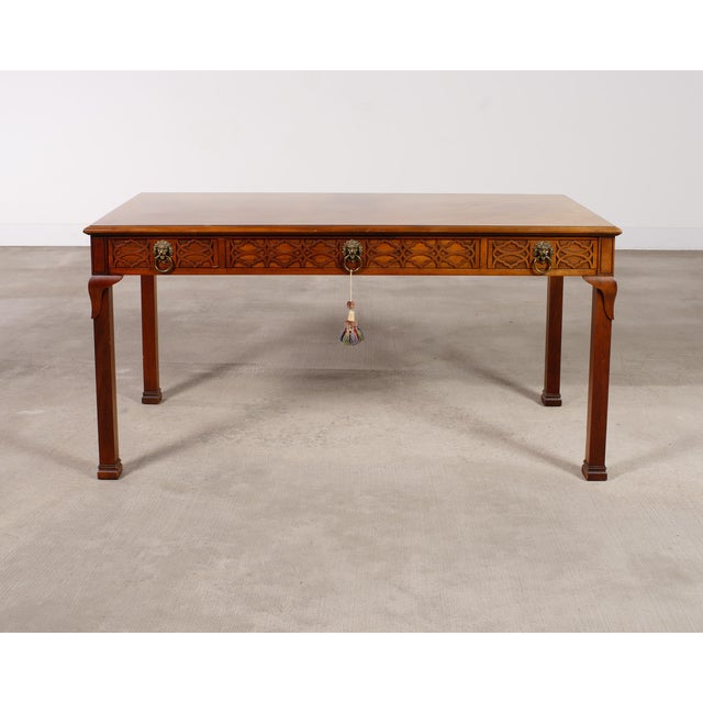 Wood Baker Georgian Chippendale Style Mahogany Writing Table Desk For Sale - Image 7 of 18