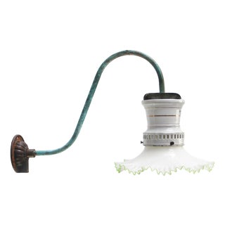 Copper Green and Enamel Converted Gas Wall Lamp, 1900s For Sale