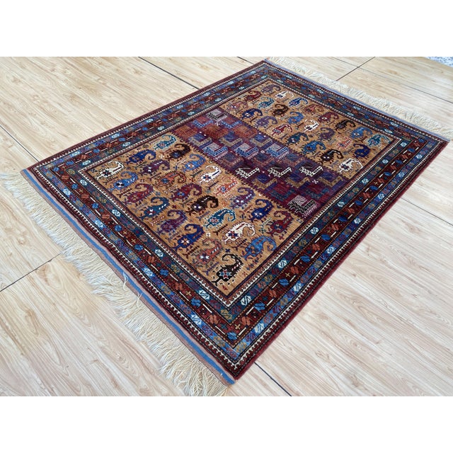 Camel & Plum Kazak Boteh Wool Rug 5x7 For Sale - Image 4 of 13