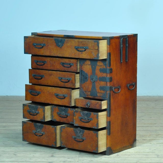 Japanese Tansu Chest of Drawers, 1890s For Sale - Image 3 of 13