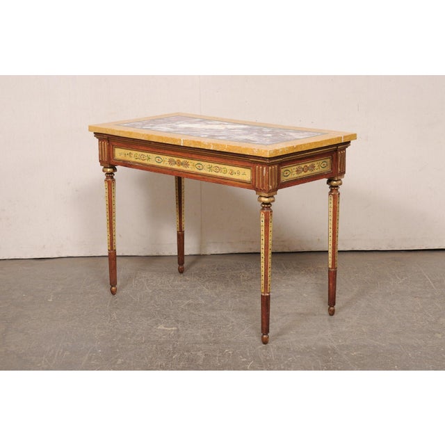 Mid 20th Century Italian Painted Table with Inlay Marble Top For Sale - Image 5 of 11