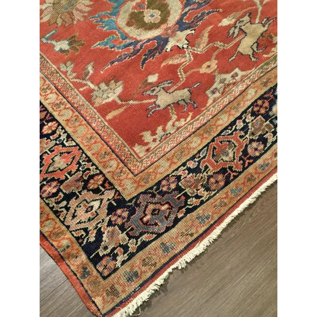 Antique 19th Century Orange Sultanabad Area Rug 8'5 X 11'10 For Sale - Image 4 of 8