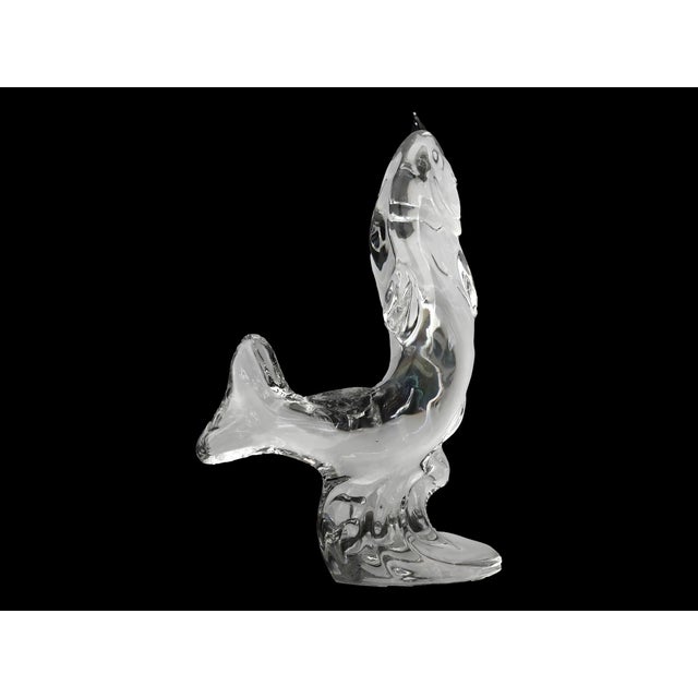 Contemporary Crystal Leaping Trout Sculpture With Bronze Fishing Lure For Sale - Image 3 of 9