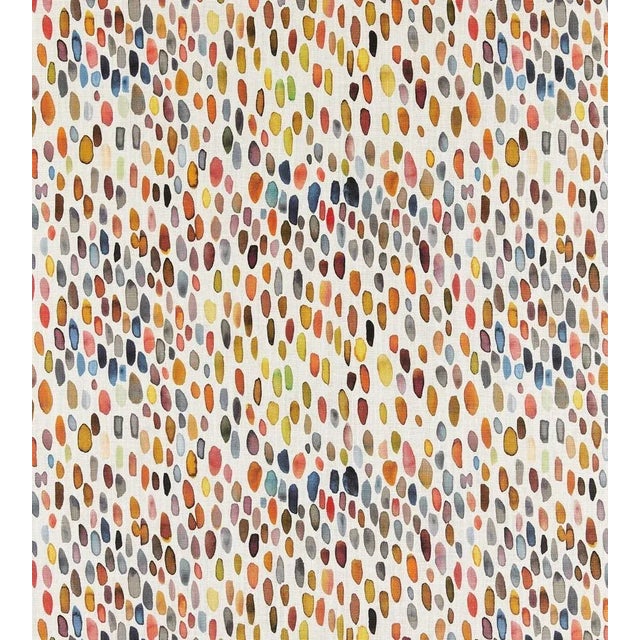 The House of Scalamandré Jamboree Linen Print Fabric, Blue/Multi For Sale