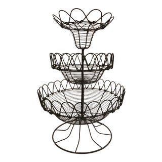 French Three Tiered Wire Basket For Sale