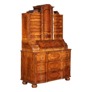 Walnut and Maple Burl Trumeau with Various Wood Trim For Sale