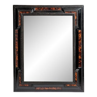 Early 20th Century Flemish Style Ebonized Mirror With Burl Insets For Sale