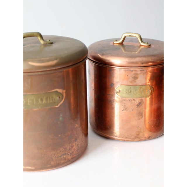 Vintage Copper Kitchen Canisters Set of 4 For Sale - Image 10 of 12