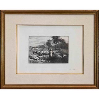Unknown, Pasture, Late 19th Century, Etching, Framed For Sale