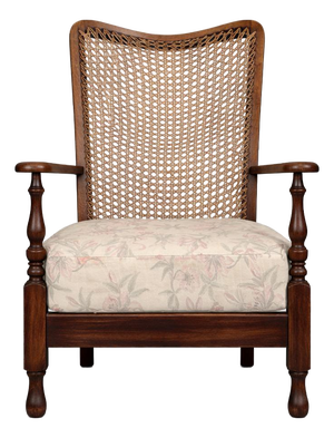 Vintage Upholstered Wicker Armchair
