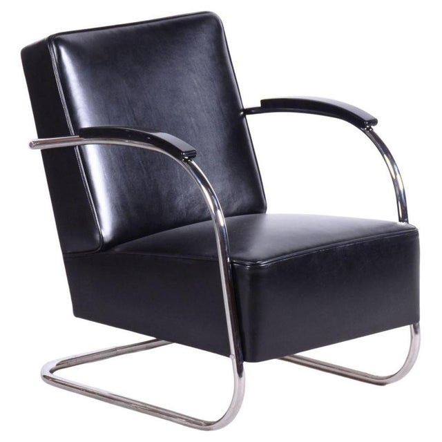 Bauhaus Lounge Chair in Leather from Mücke Melder, Czechia, 1930s For Sale - Image 12 of 12