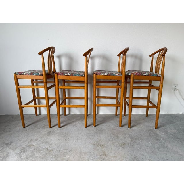 1970s 1970s Swedish Mid-Century Modern Carl-Ewert Ekström Beechwood Bar Stools – Set of 4 For Sale - Image 5 of 18