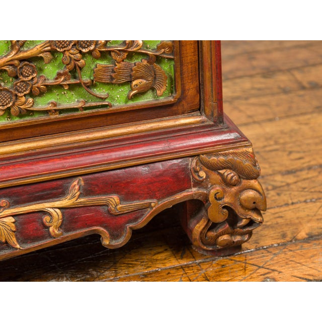 19th Century Polychrome Three-Drawer Chest from Madura with Carved Floral Motifs For Sale - Image 4 of 13