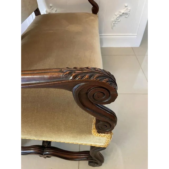 Beige Antique Victorian French Carved Walnut Settee For Sale - Image 8 of 12