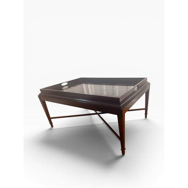 Wood Early 20th Century Barbara Barry for Baker Mahogany Tray-Top Coffee Table For Sale - Image 7 of 18