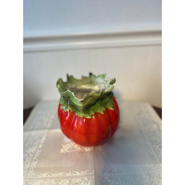 Red Antique Royal Bayreuth Bavaria Pumpkin Ceramic Pitcher For Sale - Image 8 of 9