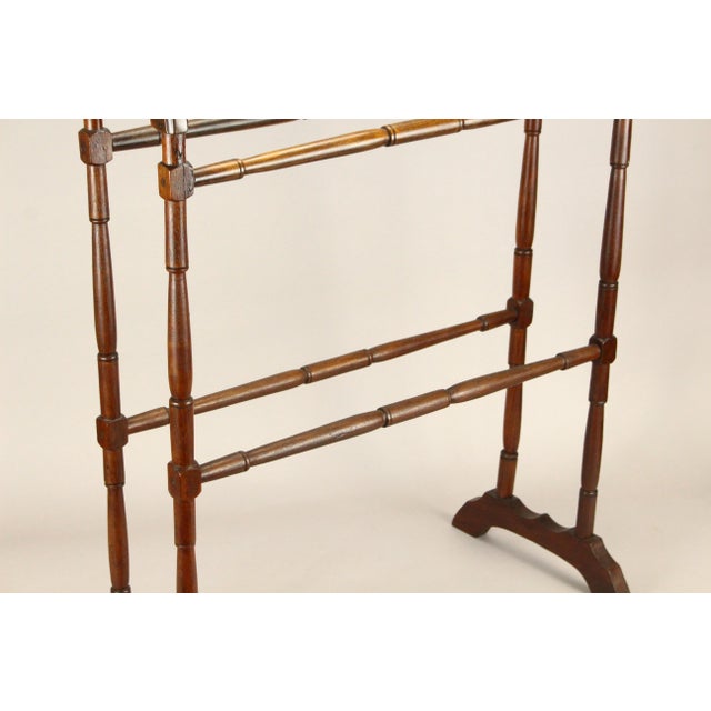 19th C. Victorian Quilt / Blanket Rack Stand Arched Turned Wood, New England For Sale - Image 12 of 16