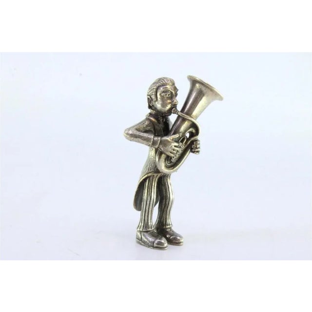 Silver Figure of Musician Playing the Euphonium For Sale - Image 5 of 8