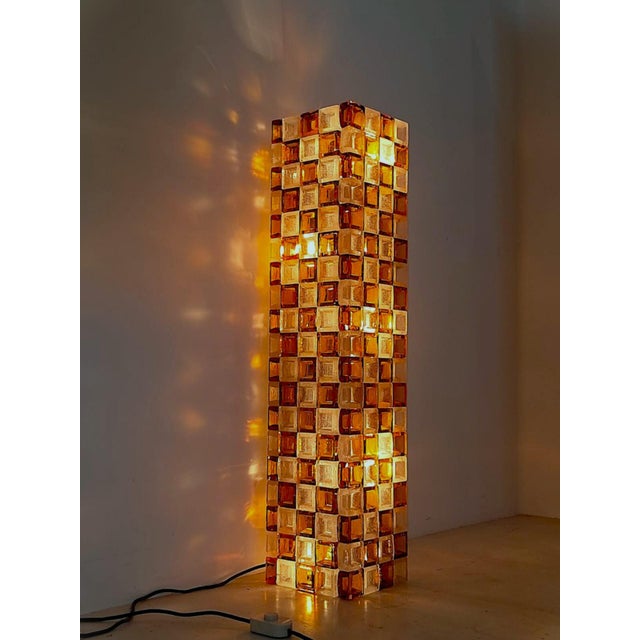 1970s Floor Lamp in Amber and Crystal Pulegoso Glass by Poliarte, Italy, 1970s For Sale - Image 5 of 14