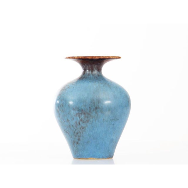 AUH Brown & Blue Matte Hare's Fur Glaze Vase by Gunnar Nylund for Rörstrand, 1960s For Sale - Image 9 of 10