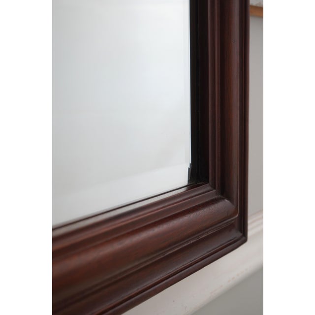1980s Carved Solid Mahogany Beveled Glass Mirror For Sale - Image 5 of 9