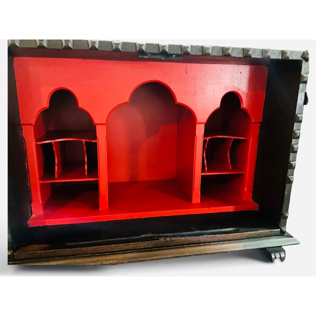 Spanish Revival Drop-Front Secretary Desk | Moorish Writing Cabinet | Mediterranean Escritorio c.1930 For Sale In Los Angeles - Image 6 of 13