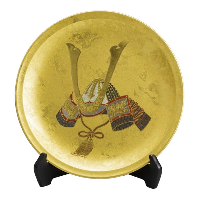 Made-to-Order Japanese Kanazawa Gold Leaf Decorative Plate – “Celebratory Kabuto (Samurai Helmet)” For Sale