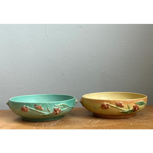 Ceramic Vintage Roseville “Bittersweet” Floral Ceramic Bowls - Pair For Sale - Image 7 of 12