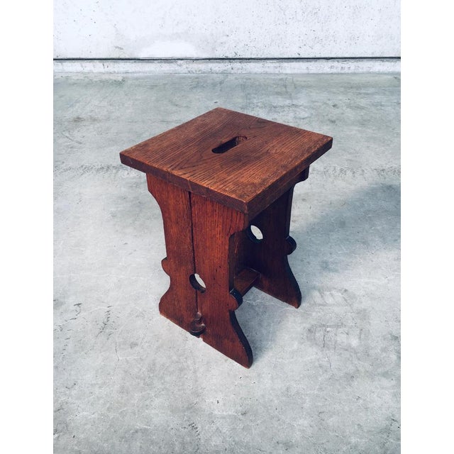 Amsterdamse School Design Oak Handle Stool, Netherlands, 1920s For Sale - Image 15 of 17