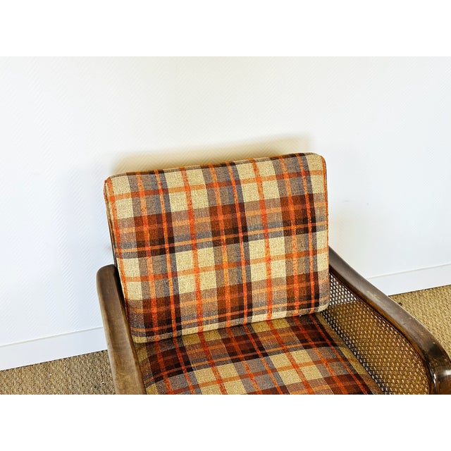 Vintage Lounge Chair in Bentwood and Checkered Fabric, 1960s For Sale - Image 9 of 16