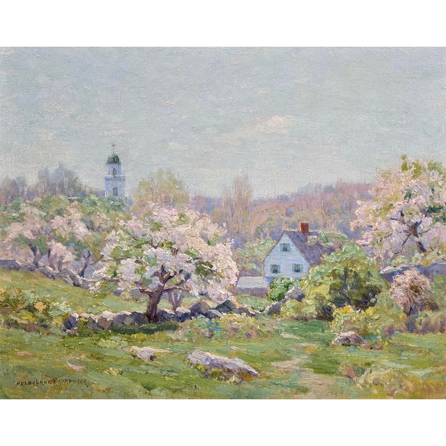 Melbourne Havelock Hardwick—Apple Blossoms at a New England Farm-Oil Painting For Sale - Image 4 of 13