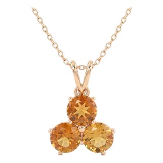 Citrine Gemstone Dainty Necklace | Trio Stone Citrine Pendant | November Birthstone Pendant for Woman For Sale