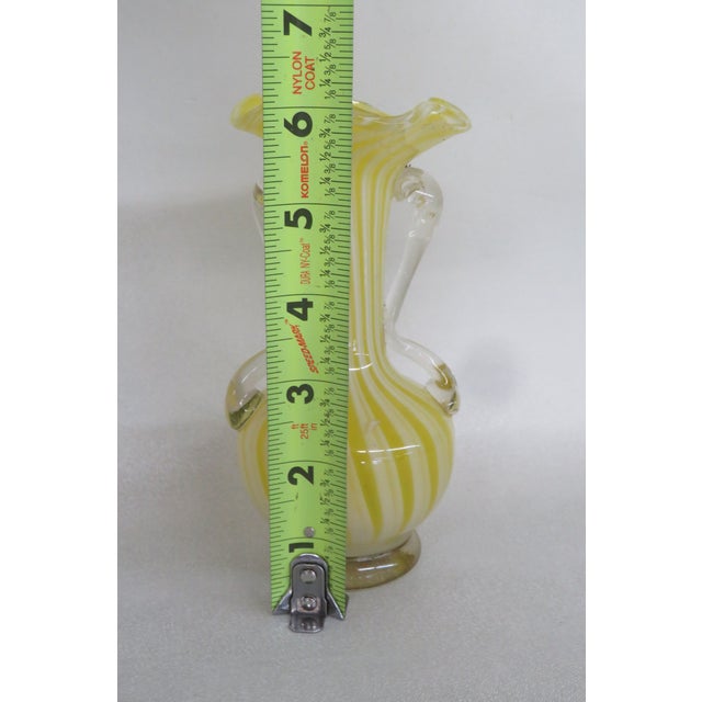 Yellow Murano Murano Yellow Swirl Handled Glass Vase 4435b For Sale - Image 8 of 11