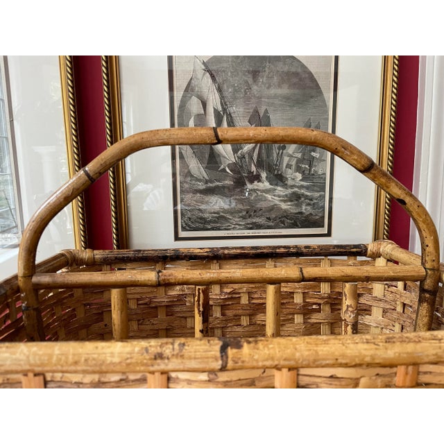 Bamboo, Rattan Magazine Stand Chairish