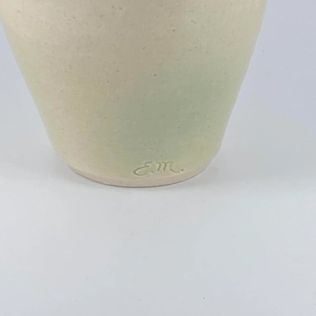 Vintage Studio Pottery Vase With Flower Blossoms & Applied Relief Branch Signed E. M. For Sale - Image 9 of 11