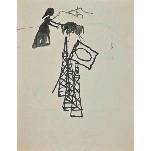 The Petrol is an original Watercolour realized by Mino Maccari in mid-20th century. Good condition, no signature. Some...