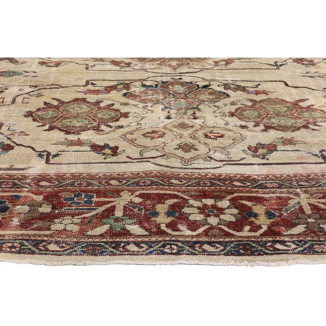 Distressed Antique Persian Sultanabad Rug - 13'08 X 12'05 For Sale - Image 4 of 9