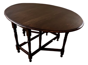 Antique English Jacobean Revival Oak Gateleg Drop Leaf Table, 1900-1920