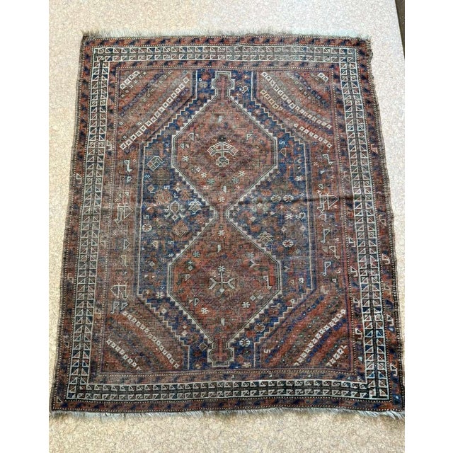 Blue Antiques Caucasian Shirvan Medallion Rug, 1890s For Sale - Image 8 of 9