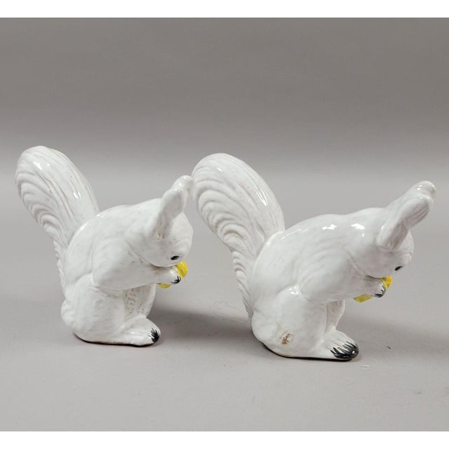 Pair of Italian White Glazed Terracotta Squirrel Figurines For Sale - Image 4 of 7