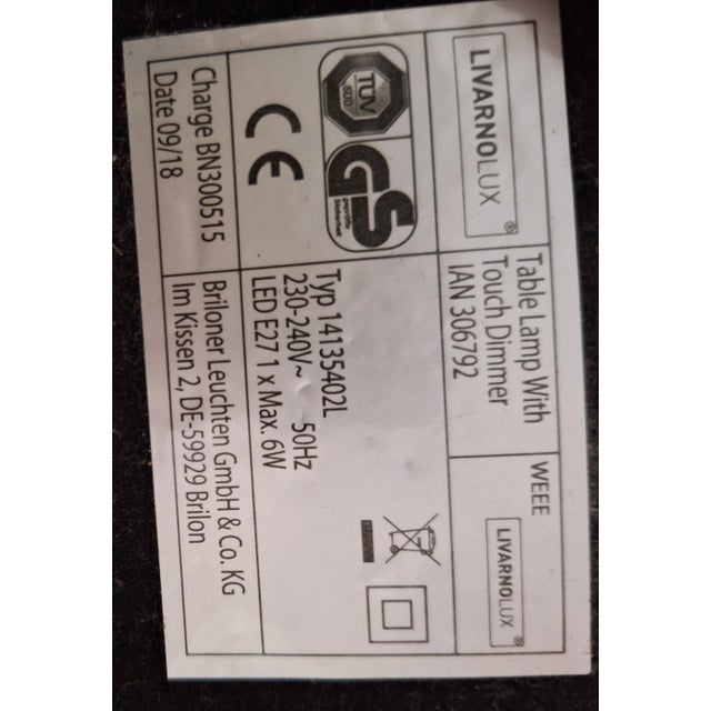 Metal Vintage Table Lamp with Sensor Switching from Briloner-Leuchten, 2018 For Sale - Image 7 of 8