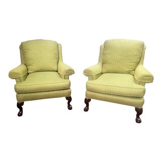 1990s Sherril Furniture Club Chairs in Light Green- Set of 2 For Sale