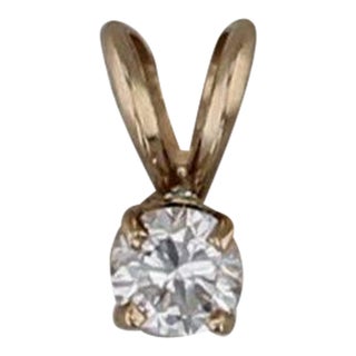 0.66ct Round Diamond Solitaire Pendant 14k Yellow Gold Small Drop For Sale