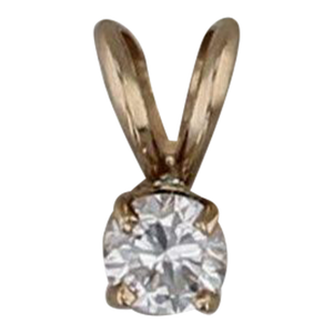 0.66ct Round Diamond Solitaire Pendant 14k Yellow Gold Small Drop