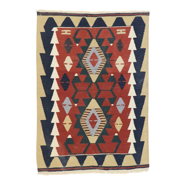 Vintage Persian Shiraz Kilim Rug - 03'00 X 04'02 For Sale