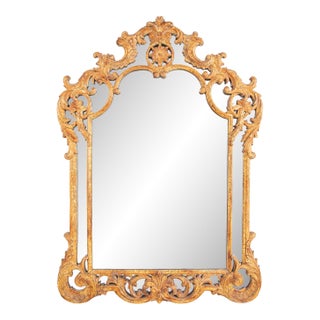French Rococo Style Carved and Gesso Wood Mirror, Large Scale For Sale