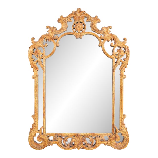 French Rococo Style Carved and Gesso Wood Mirror, Large Scale For Sale