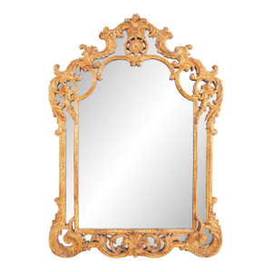French Rococo Style Carved and Gesso Wood Mirror, Large Scale